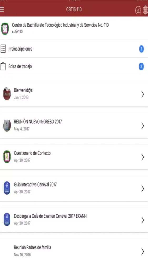 Tangkapan layar Escolares MX