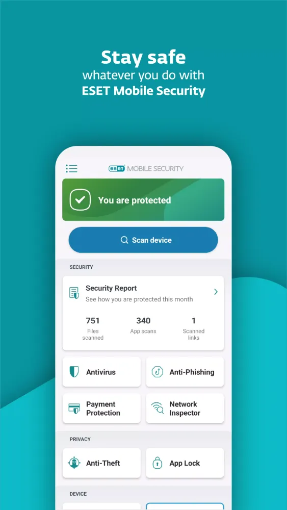 Capturas de pantalla de ESET Mobile Security Orange