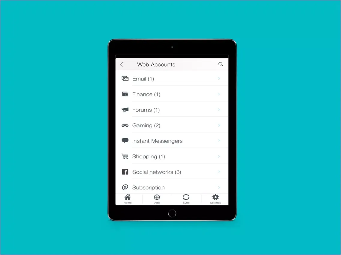 Tangkapan skrin ESET Password Manager iPad 