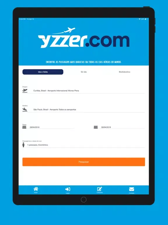 Zrzuty ekranu yzzer.com: Passagens Aéreas iPad 