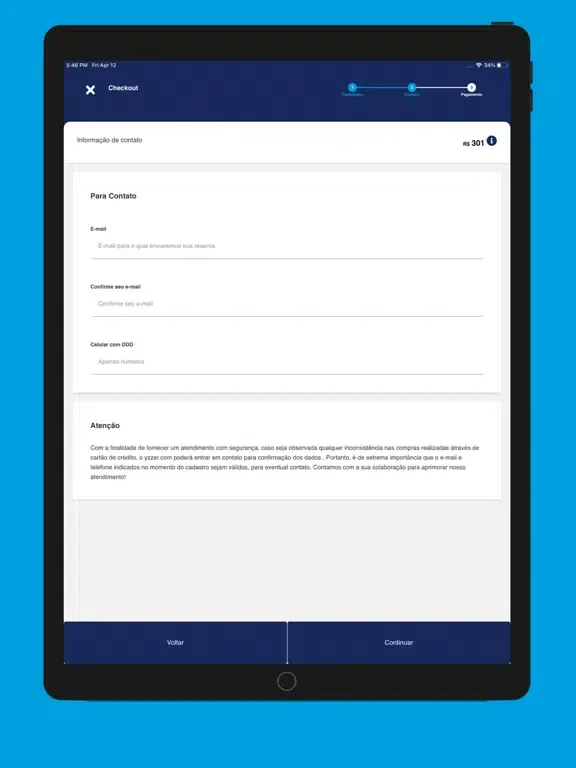 Zrzuty ekranu yzzer.com: Passagens Aéreas iPad 