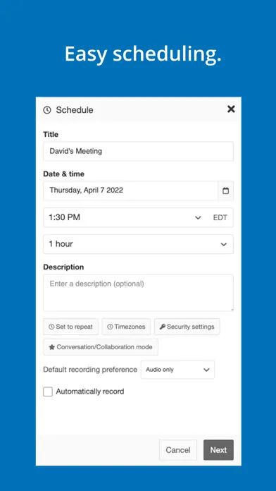 ภาพหน้าจอของ ESI Enterprise Meetings
