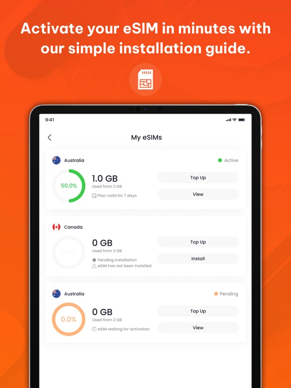 Olysim - eSIM Data Plans iPad  Screenshots