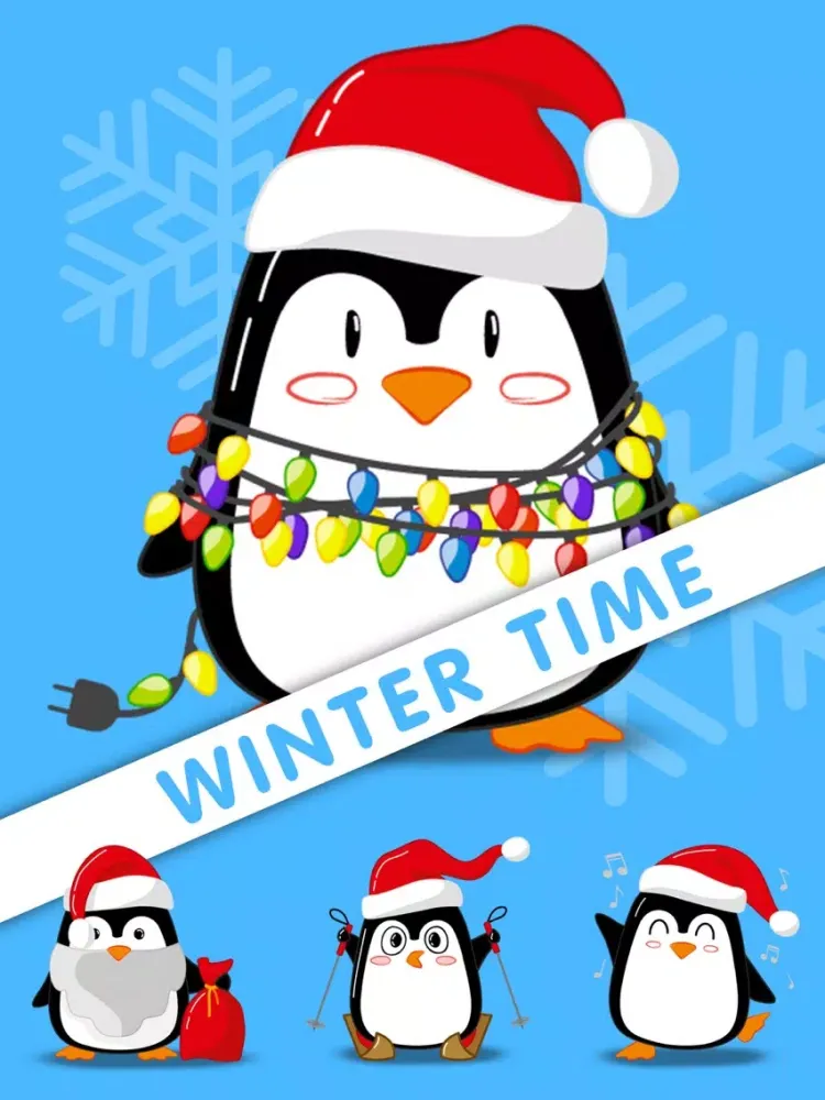 تصاویر Christmas Penguins 2018 iPad 