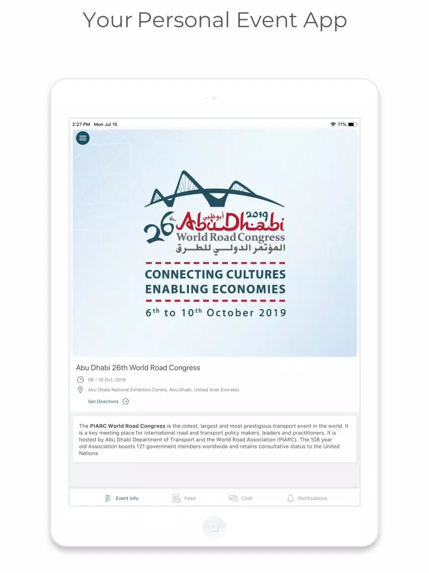 ABU DHABI WORLD ROAD CONGRESS iPad 應用截圖