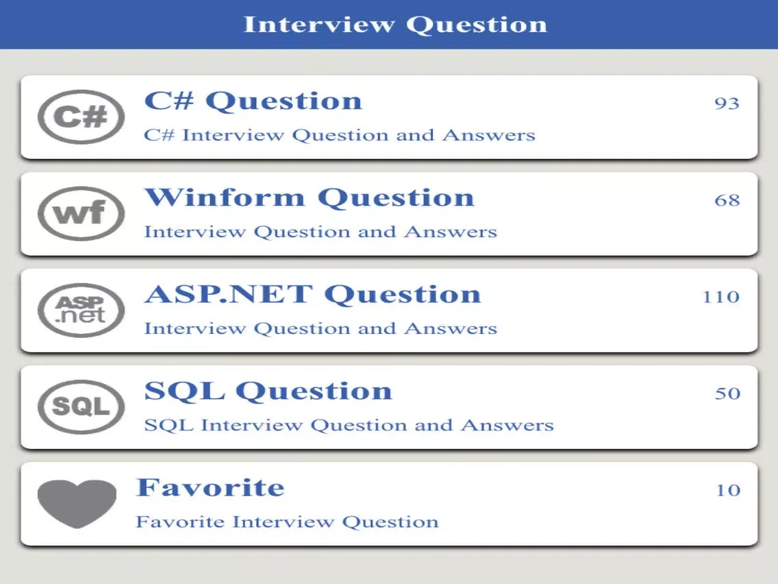 ภาพหน้าจอของ .Net Interview Question iPad 