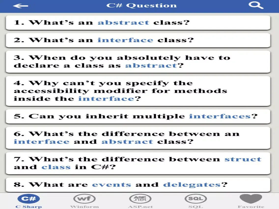 ภาพหน้าจอของ .Net Interview Question iPad 