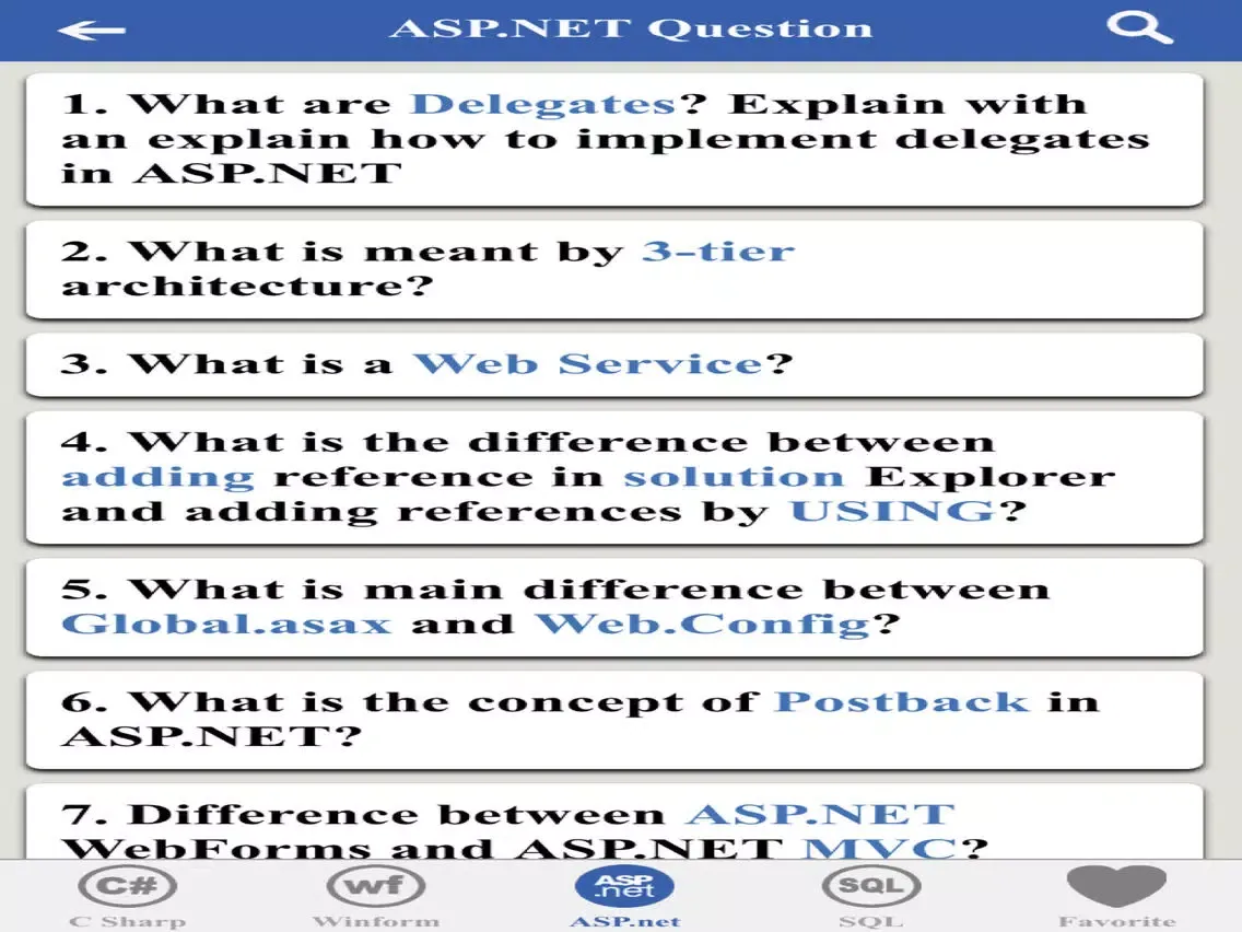 ภาพหน้าจอของ .Net Interview Question iPad 