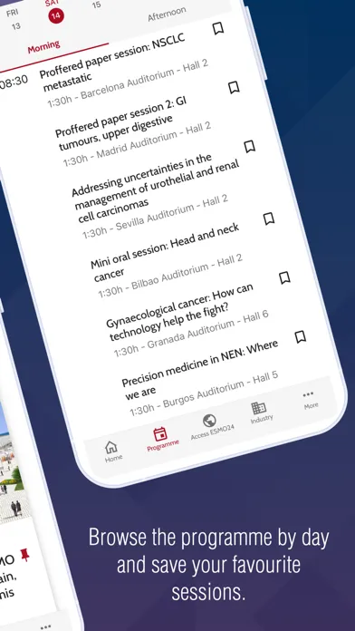 Capturas de tela do ESMO Events App