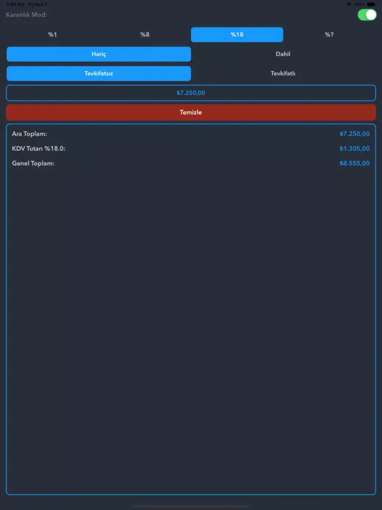 KDV Pro -Tevkifat-Oran Hesapla iPad  Ekran Görüntüleri