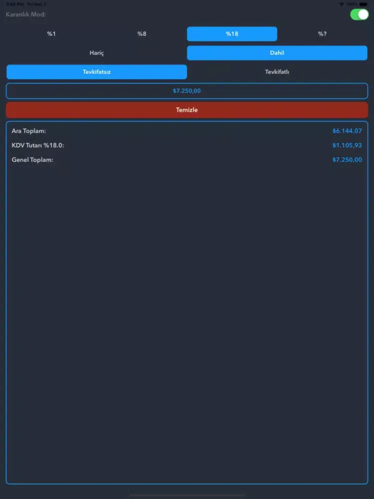 KDV Pro -Tevkifat-Oran Hesapla iPad  Ekran Görüntüleri