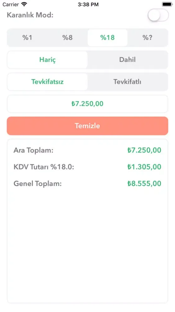 KDV Pro -Tevkifat-Oran Hesapla Ekran Görüntüleri