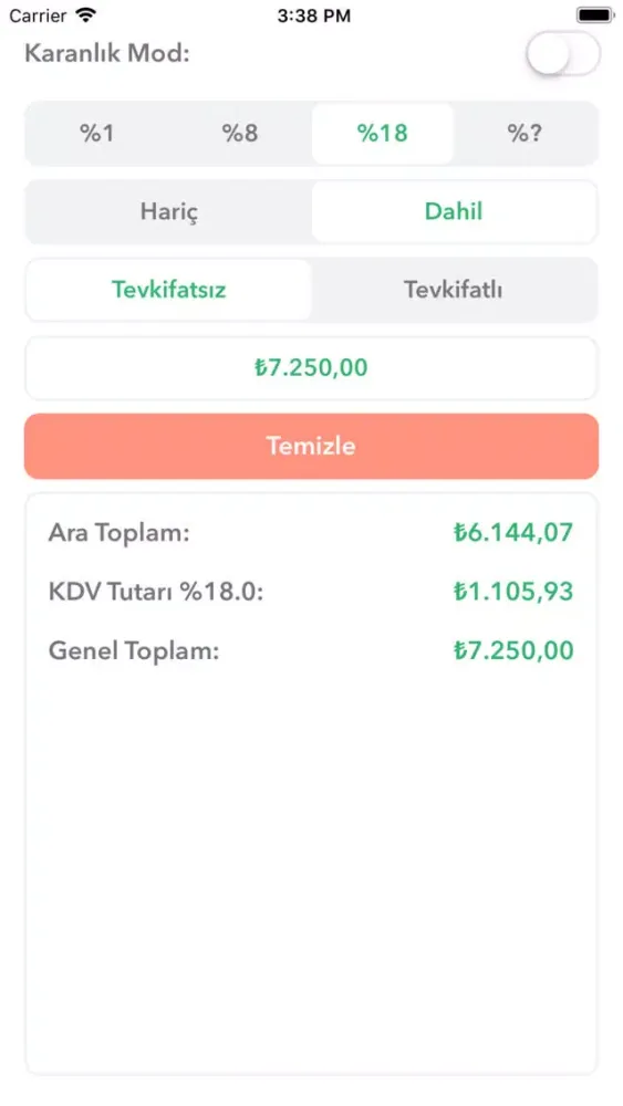 KDV Pro -Tevkifat-Oran Hesapla Ekran Görüntüleri