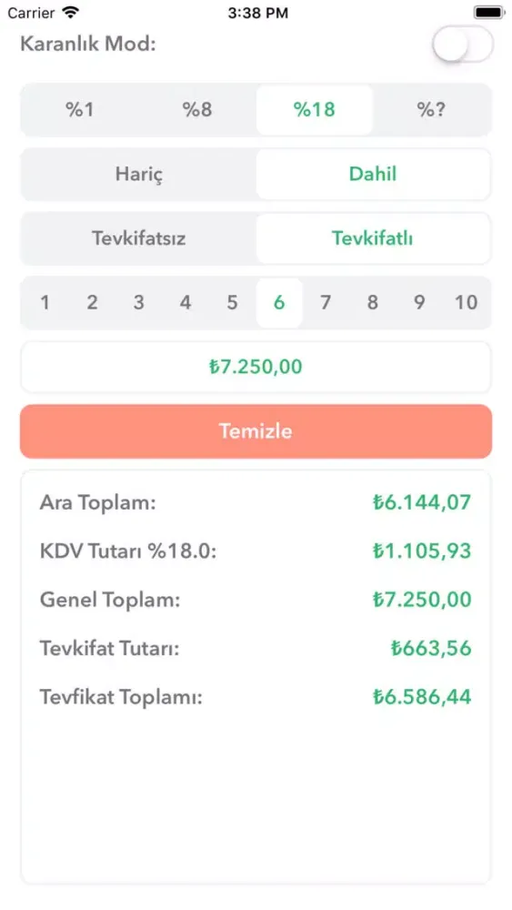 KDV Pro -Tevkifat-Oran Hesapla Ekran Görüntüleri