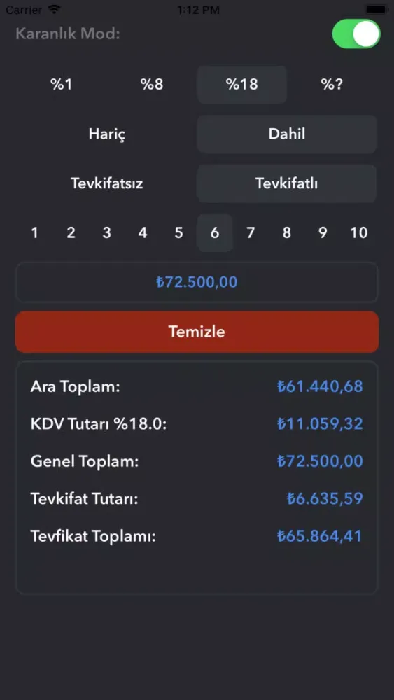 KDV Pro -Tevkifat-Oran Hesapla Ekran Görüntüleri