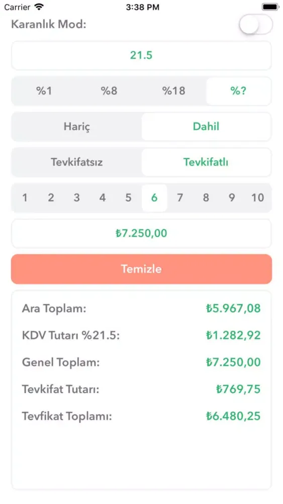 KDV Pro -Tevkifat-Oran Hesapla Ekran Görüntüleri