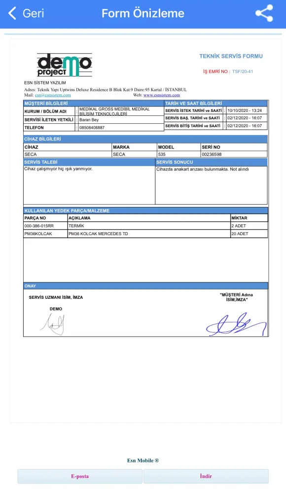 Esn Mobil Crm ve Teknik Servis應用截圖