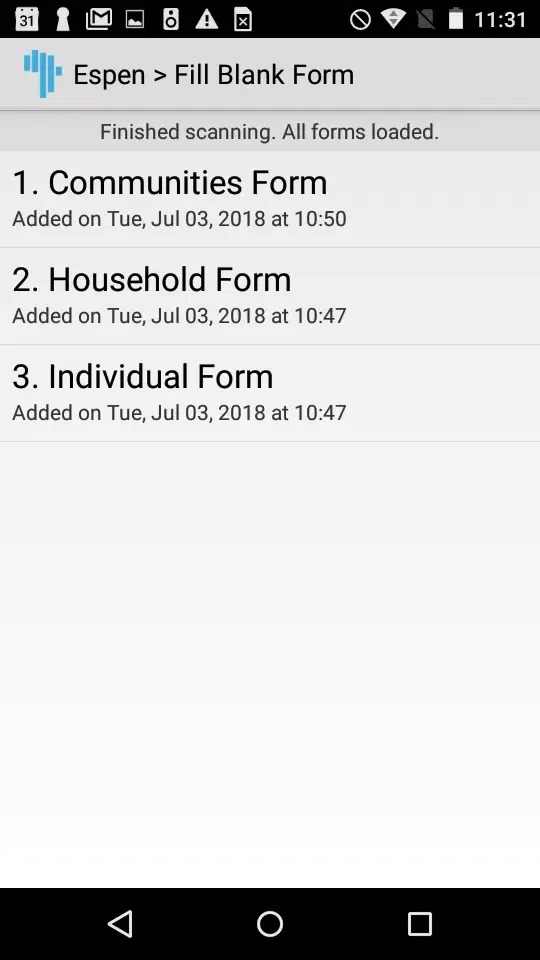 ESPEN Collect Legacy Ekran Görüntüleri
