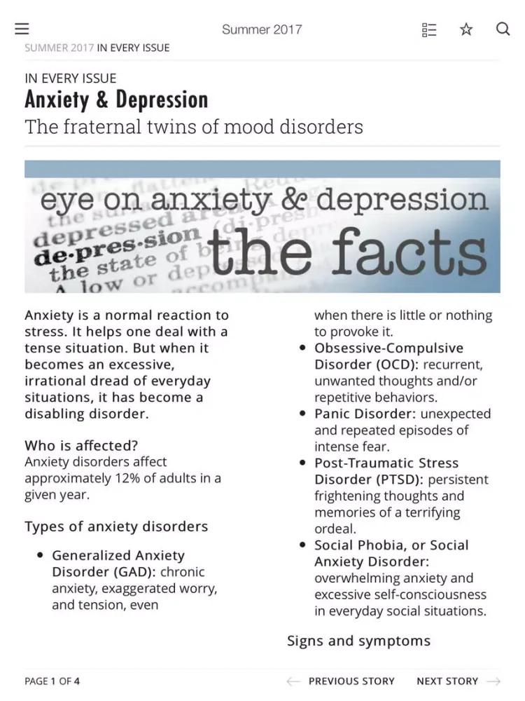 Captures d'écran de Depression & Anxiety Magazine iPad 
