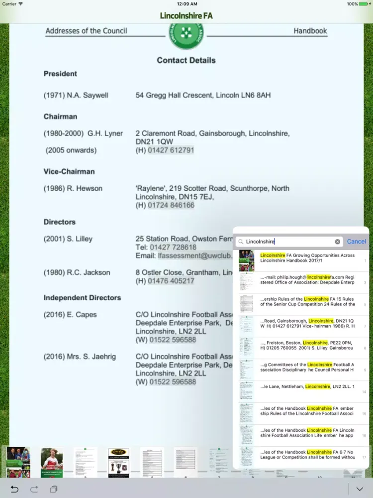 Captures d'écran de Lincolnshire FA iPad 