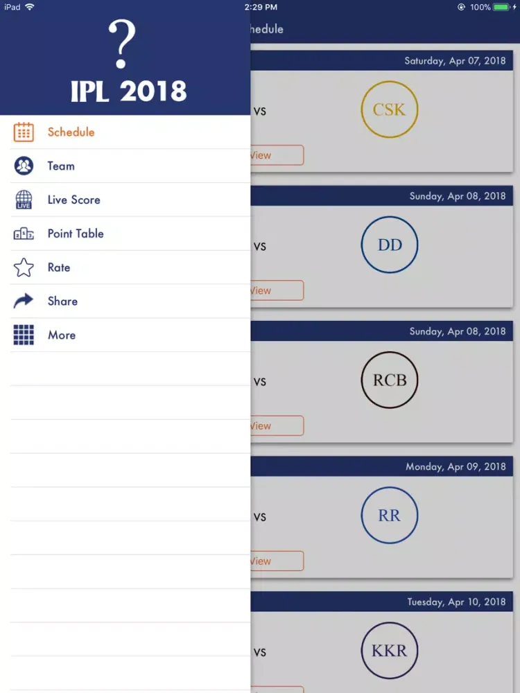 IPL 2018 Predictions iPad 应用截图