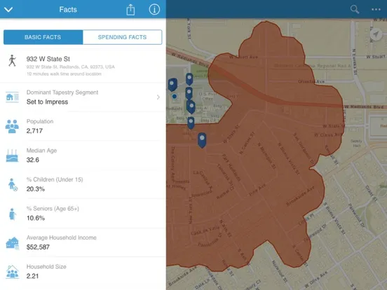 Captures d'écran de ArcGIS Business Analyst iPad 