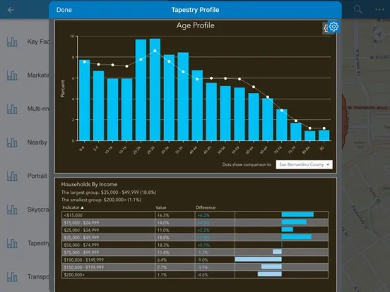 Captures d'écran de ArcGIS Business Analyst iPad 