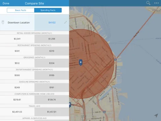 Captures d'écran de ArcGIS Business Analyst iPad 