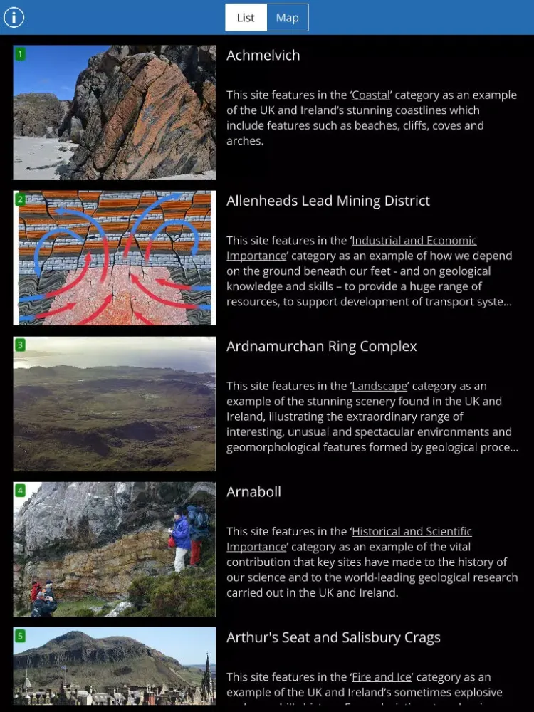 100 Great Geosites iPad  Screenshots