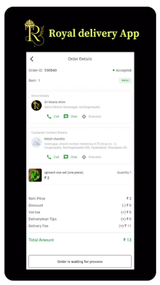 Screenshot di Royal Delivery App