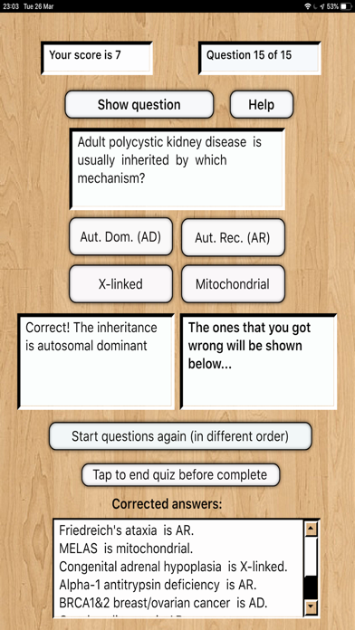 Ảnh chụp màn hình của Genetics Inheritance Quiz A