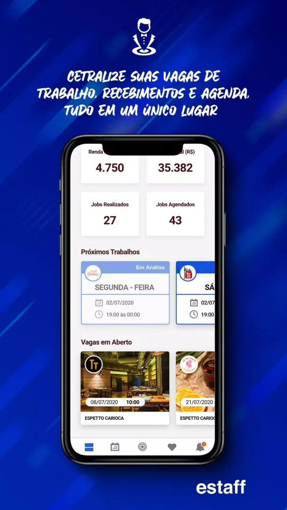 Capturas de tela do estaff.app
