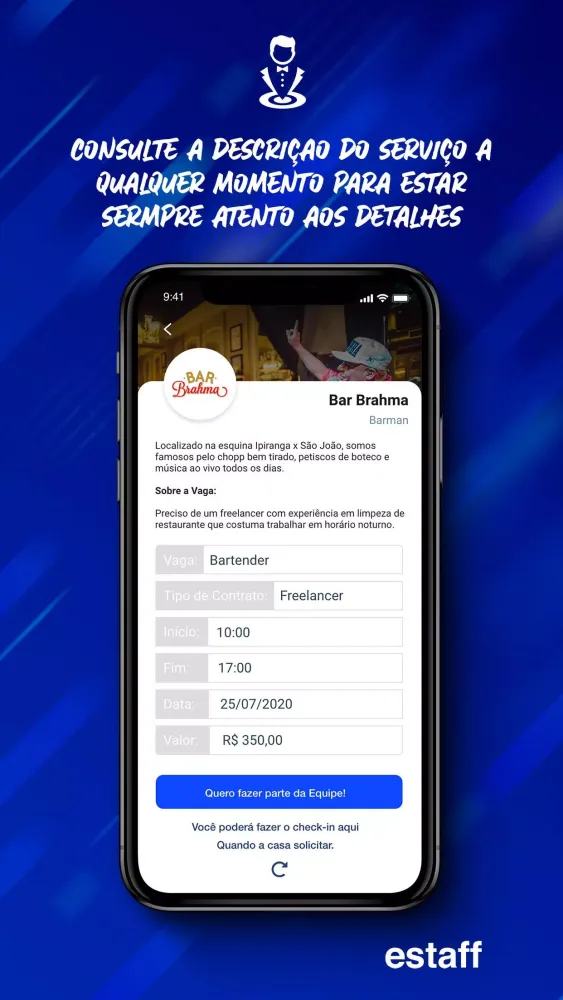 Capturas de tela do estaff.app