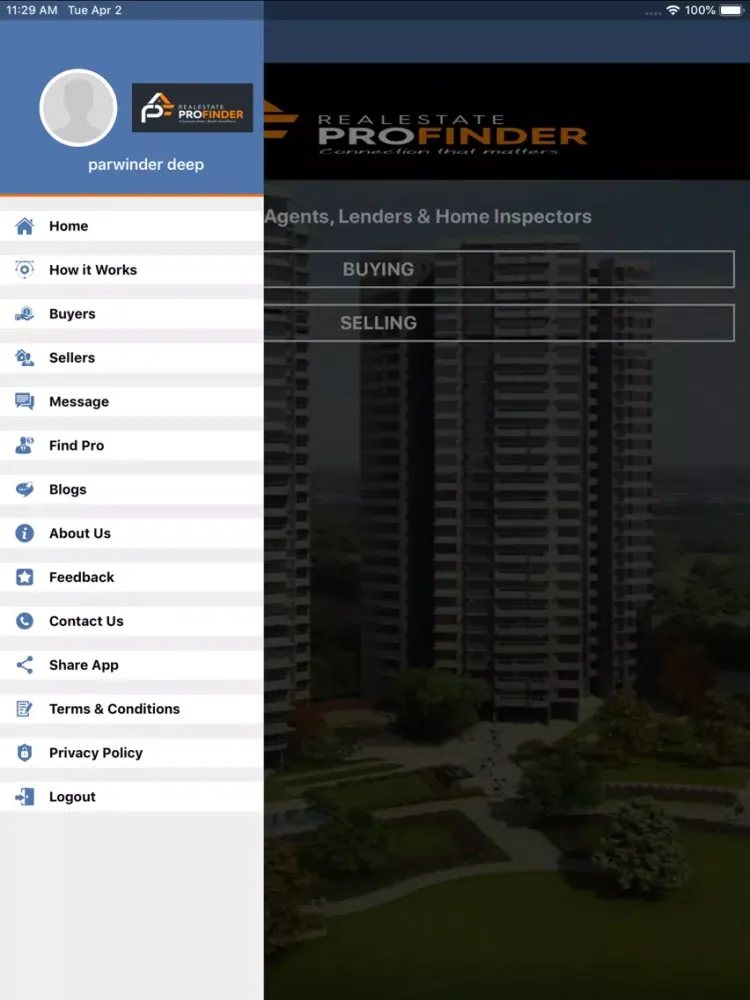 ภาพหน้าจอของ RealEstate Profinder iPad 