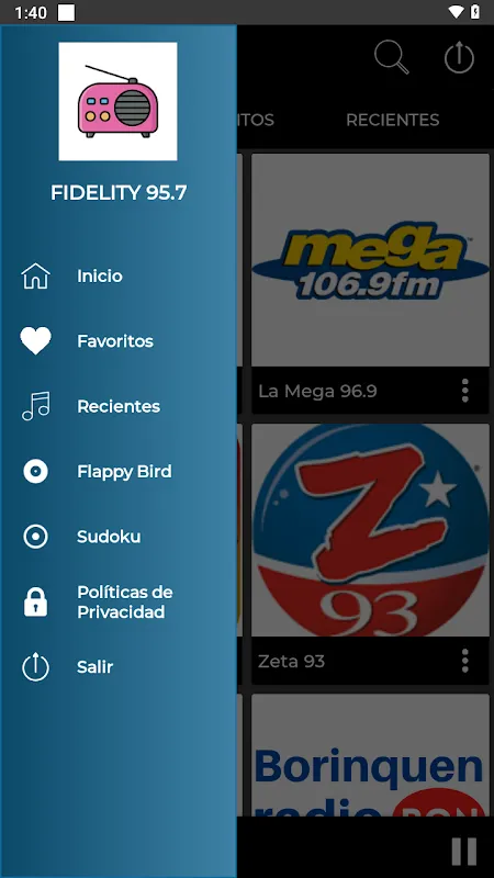 Screenshot di Fidelity 95.7 FM