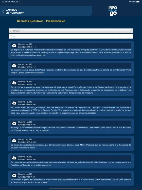 Captures d'écran de InfoEstratego iPad 
