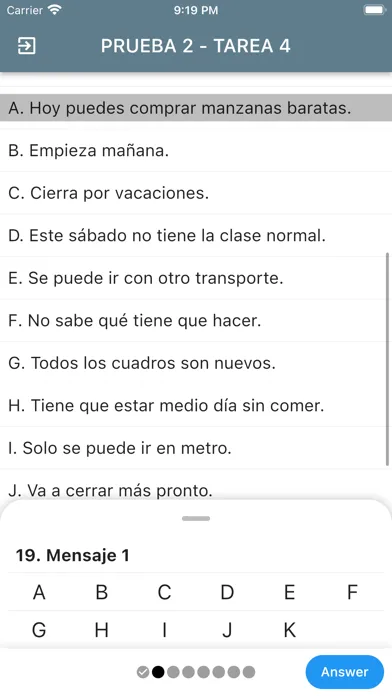 Tangkapan layar DELE A2 Spanish