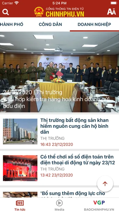 Capturas de tela do Chính phủ Việt Nam