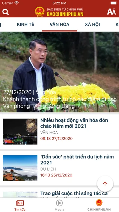 Capturas de tela do Chính phủ Việt Nam
