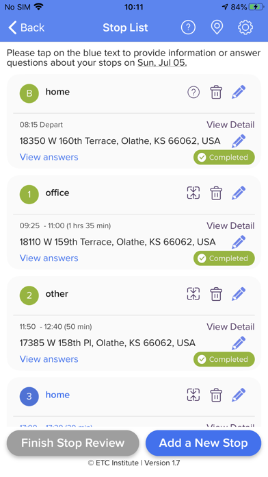 Ảnh chụp màn hình của Household Travel Survey
