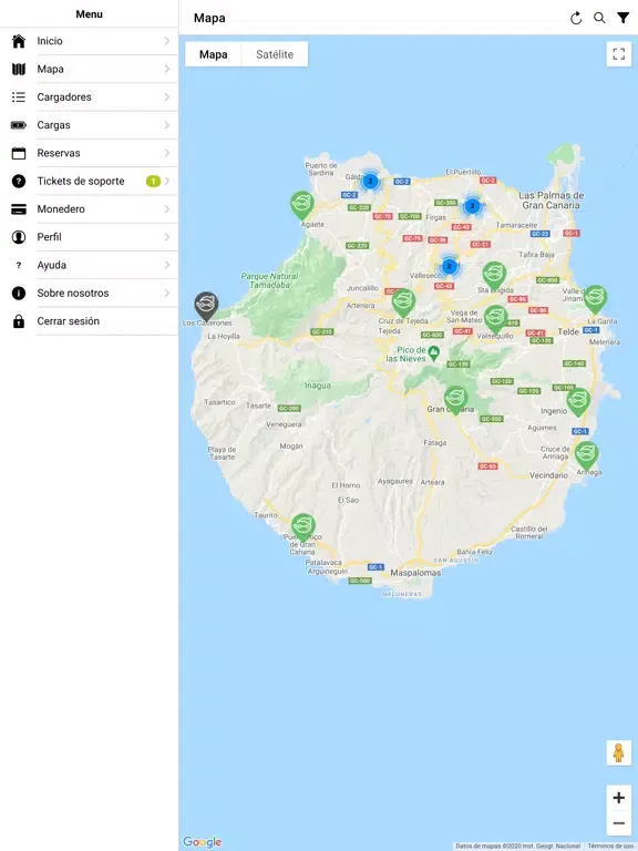 Tangkapan layar Movilidad Eléctrica GC iPad 