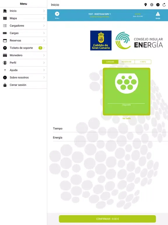 Tangkapan layar Movilidad Eléctrica GC iPad 