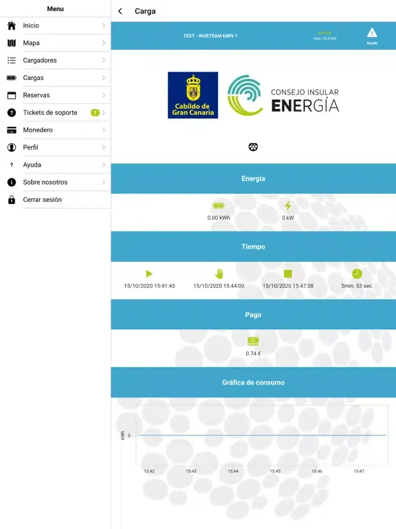Tangkapan layar Movilidad Eléctrica GC iPad 