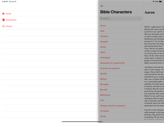 Tangkapan layar Bible Characters Dictionary iPad 