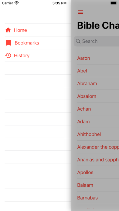 Tangkapan layar Bible Characters Dictionary