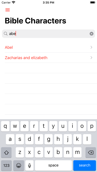 Tangkapan layar Bible Characters Dictionary