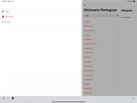 Ảnh chụp màn hình của Dicionário Português Offline iPad 