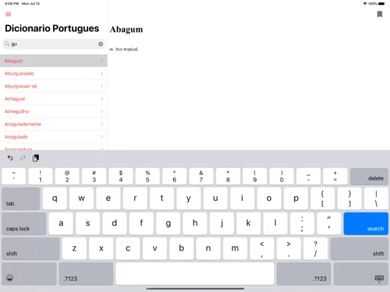 Ảnh chụp màn hình của Dicionário Português Offline iPad 