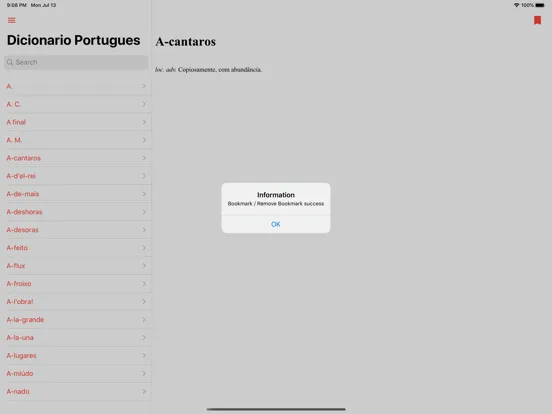 Ảnh chụp màn hình của Dicionário Português Offline iPad 