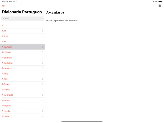 Ảnh chụp màn hình của Dicionário Português Offline iPad 